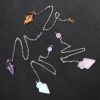 Crystal Cone Pendulum Pendant - Natural Stone with Chain - Dowsing Healing Jewelry