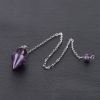 Crystal Cone Pendulum Pendant - Natural Stone with Chain - Dowsing Healing Jewelry - Amethyst Pendulum