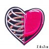 Skeleton Skull Hearts & Crystals Iron On Embroidered Patches - Heart Ribcage Bones