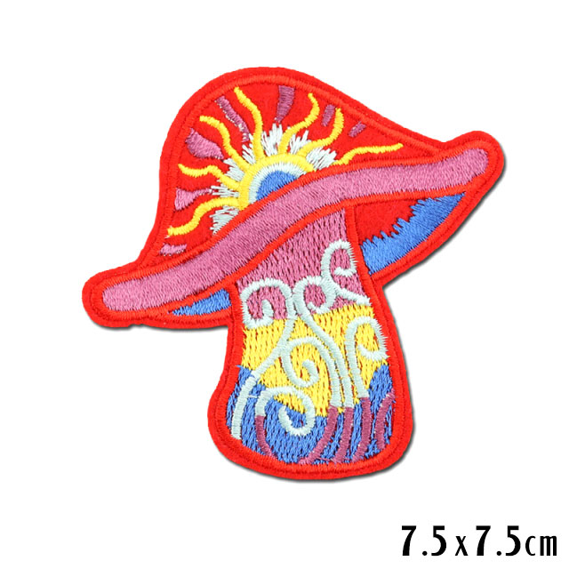 Mushroom-Sun-Iron-On-Embroidery-Patch