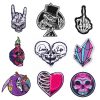 Skeleton Skull Hearts & Crystals Iron On Embroidered Patches