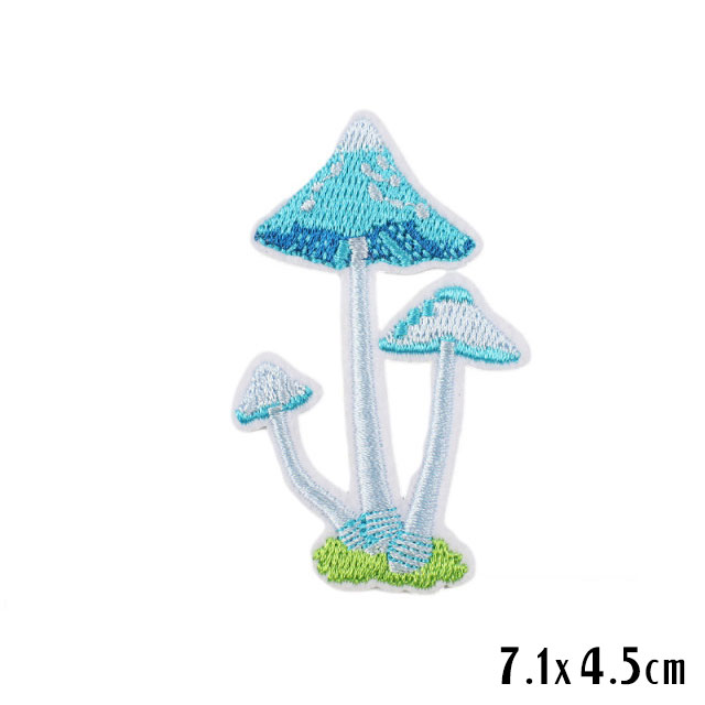 Small-Mushroom-Pan-Cyan-Iron-On-Embroidery-Patch