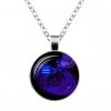 Glass Cabochon Astrology Zodiac Star Sign Necklace Pendant - Aquarius