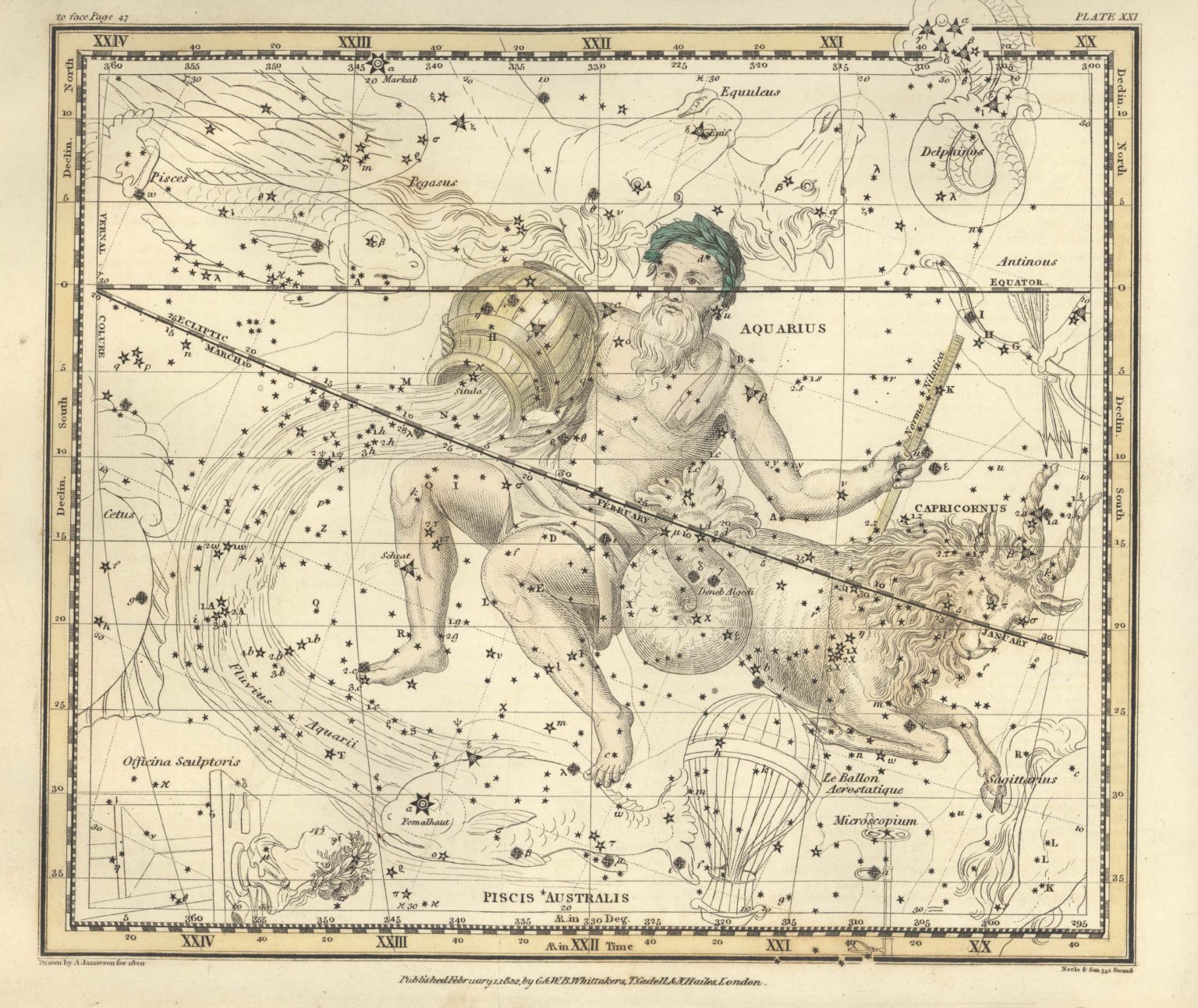 Plate-21-Capricornus, Aquarius, Le Ballon Aerostatique, Piscis Australis, Microscopium