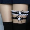 2Pcs/Set Sexy Bowknot Lace Leg Garter Belt - Black