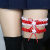 2Pcs/Set Sexy Bowknot Lace Leg Garter Belt - Red
