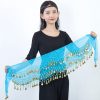 Belly Dancing Sarong Sequin Coin Tassel Dance Belt Hip Scarf - Blue