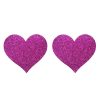 Glitter Heart Nipple Covers Sexy Breast Stickers Self Adhesive Pasties - Purple