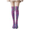 Leopard Cheetah Jaguar Cat Print Thigh High Nylon Stockings Long Sexy Socks - Blue Pink