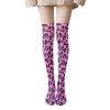 Leopard Cheetah Jaguar Cat Print Thigh High Nylon Stockings Long Sexy Socks - Pink