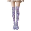 Leopard Cheetah Jaguar Cat Print Thigh High Nylon Stockings Long Sexy Socks - Purple Green