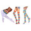 Rainbow Striped Thigh High Nylon Stockings Long Sexy Socks