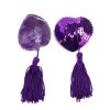 Sequin Heart Tassel Nipple Covers Sexy Breast Stickers Self Adhesive Pasties - Purple