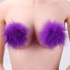 Sexy Feather Fluffy Nipple Covers Sexy Breast Stickers Self Adhesive Pasties - Purple