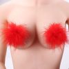 Sexy Feather Fluffy Nipple Covers Sexy Breast Stickers Self Adhesive Pasties - Red