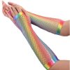 Sexy Long Fishnet Gloves Fingerless Mesh Mitten Punk Goth Cosplay - Rainbow