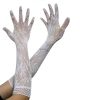 Sexy Long Lace Gloves Mesh Mitten Punk Goth Cosplay - White