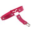 Sexy PU Leather Punk Goth Heart Leg Garter Belt Stockings Suspender - Fuchsia