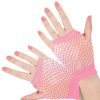 Sexy Short Fishnet Gloves Fingerless Mesh Mitten Punk Goth Cosplay - Pink
