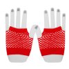 Sexy Short Fishnet Gloves Fingerless Mesh Mitten Punk Goth Cosplay - Red