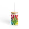 Prismatic Cannabis Sipper Glass 16oz Drinking Jar - With lid and straw, 16oz