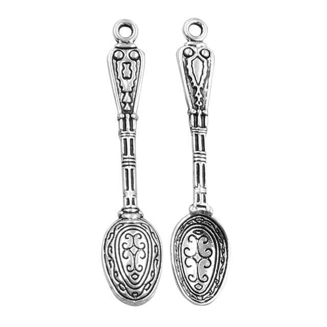 Silver Metal Mini Stirring Spoons Teaspoon Scoops Ornate Silver